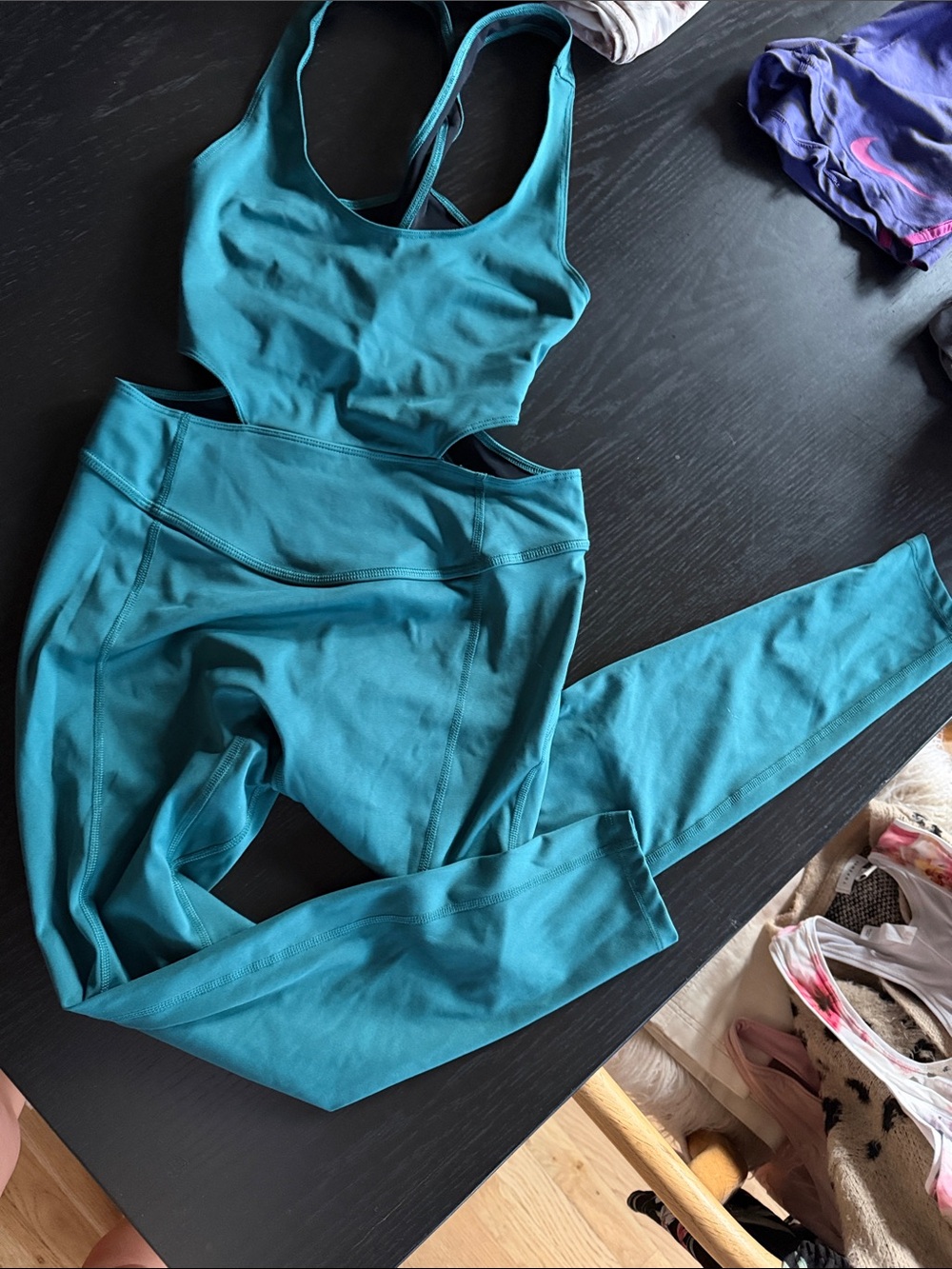 FP Movement by Free People Teal Two-Piece Active Set - Sports Bra & Leggings